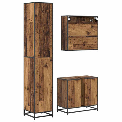 Bathroom Furniture Set with Door 3 pcs Old Wood Engineered Wood