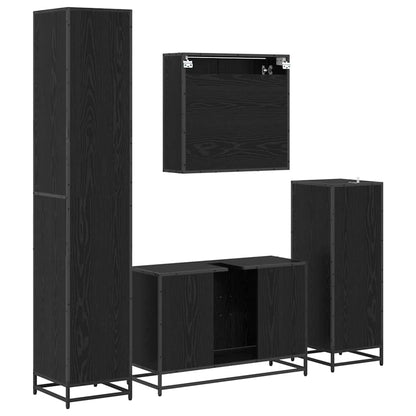 Bathroom Furniture Set 4 pcs Black Oak Engineered Wood