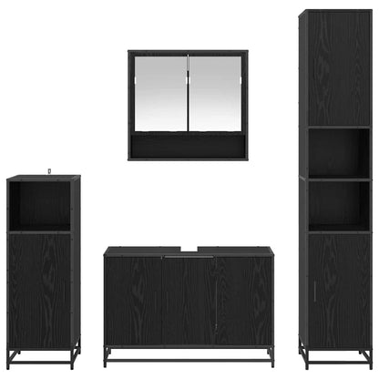 Bathroom Furniture Set 4 pcs Black Oak Engineered Wood