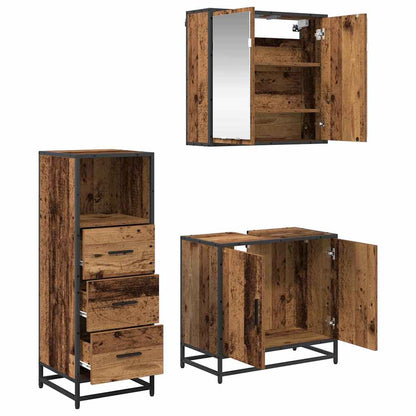 Bathroom Furniture Set with Door 3 pcs Old wood Engineered wood
