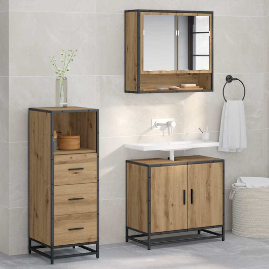 Bathroom Furniture Set 3 pcs Artisan oak Engineered wood