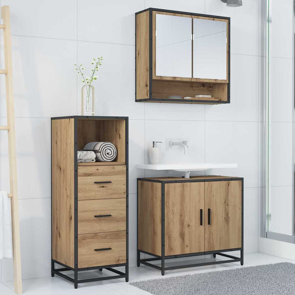Bathroom Furniture Set 3 pcs Artisan oak Engineered wood