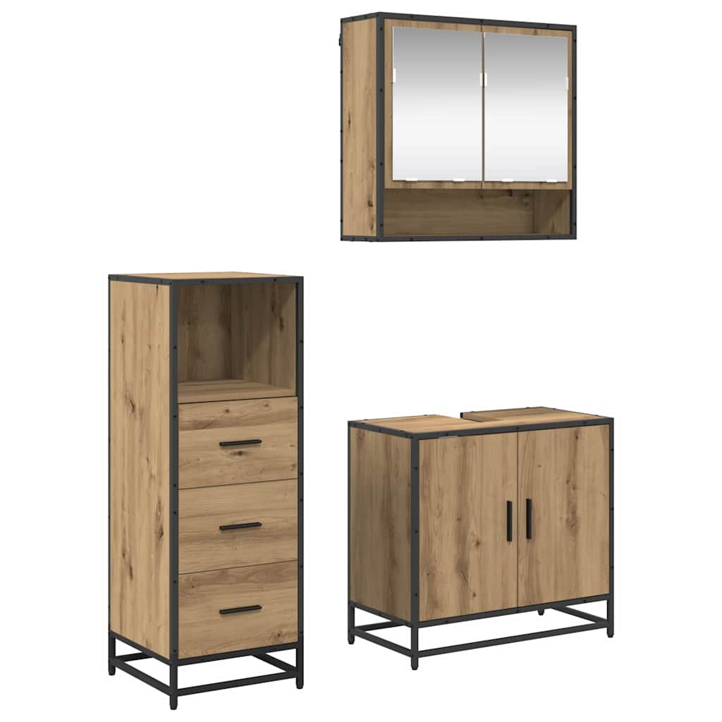 Bathroom Furniture Set 3 pcs Artisan oak Engineered wood