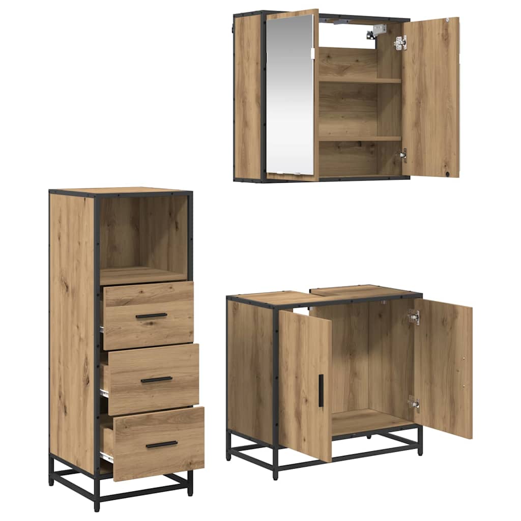 Bathroom Furniture Set 3 pcs Artisan oak Engineered wood