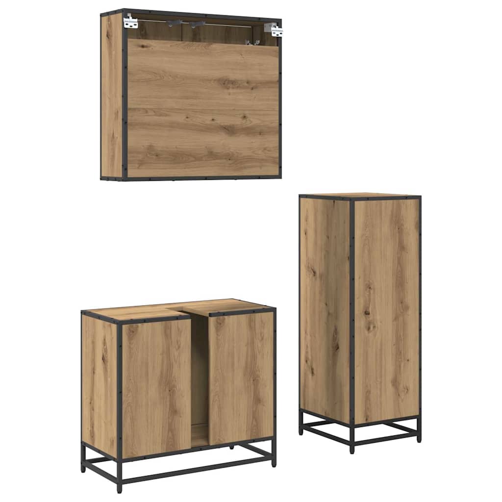 Bathroom Furniture Set 3 pcs Artisan oak Engineered wood