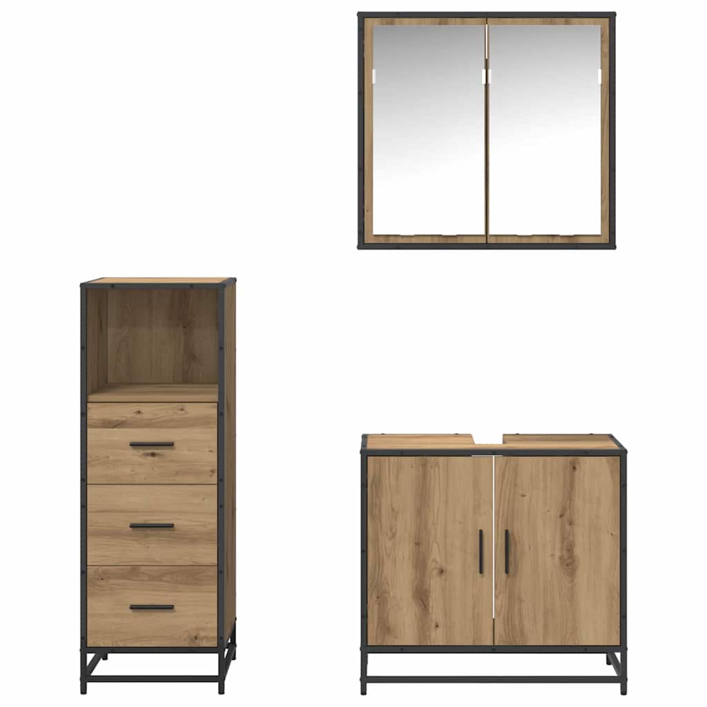 Bathroom Furniture Set 3 pcs Artisan oak Engineered wood