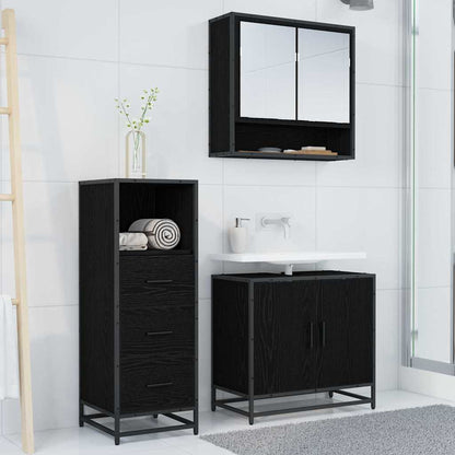 Bathroom Furniture Set 3 pcs Black oak Engineered wood