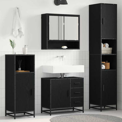 Bathroom Furniture Set with Drawer with Shelf 4 pcs Black oak