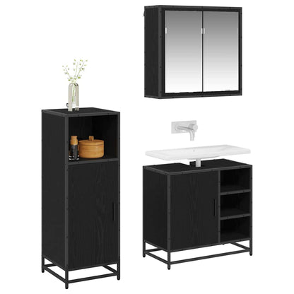 Bathroom Furniture Set 3 pcs Black oak Engineered wood