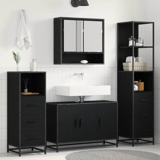 Bathroom Furniture Set with Door 3 pcs Old wood Engineered wood