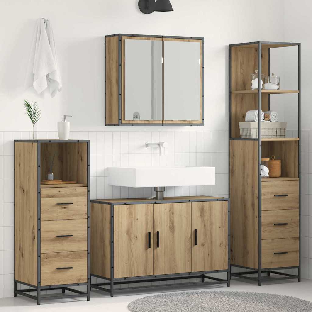 Bathroom Furniture Set 3 pcs Artisan oak Engineered wood