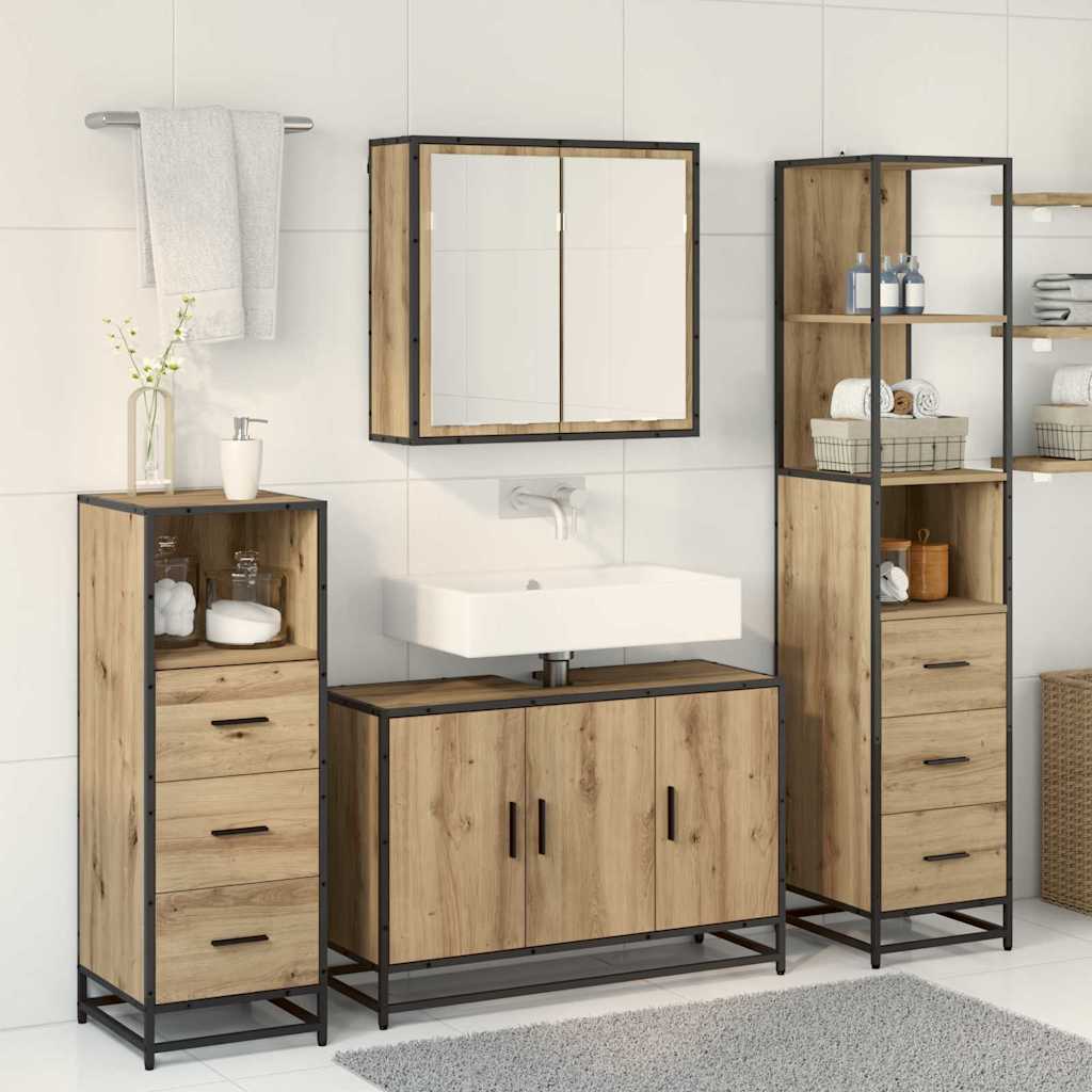 Bathroom Furniture Set 3 pcs Artisan oak Engineered wood