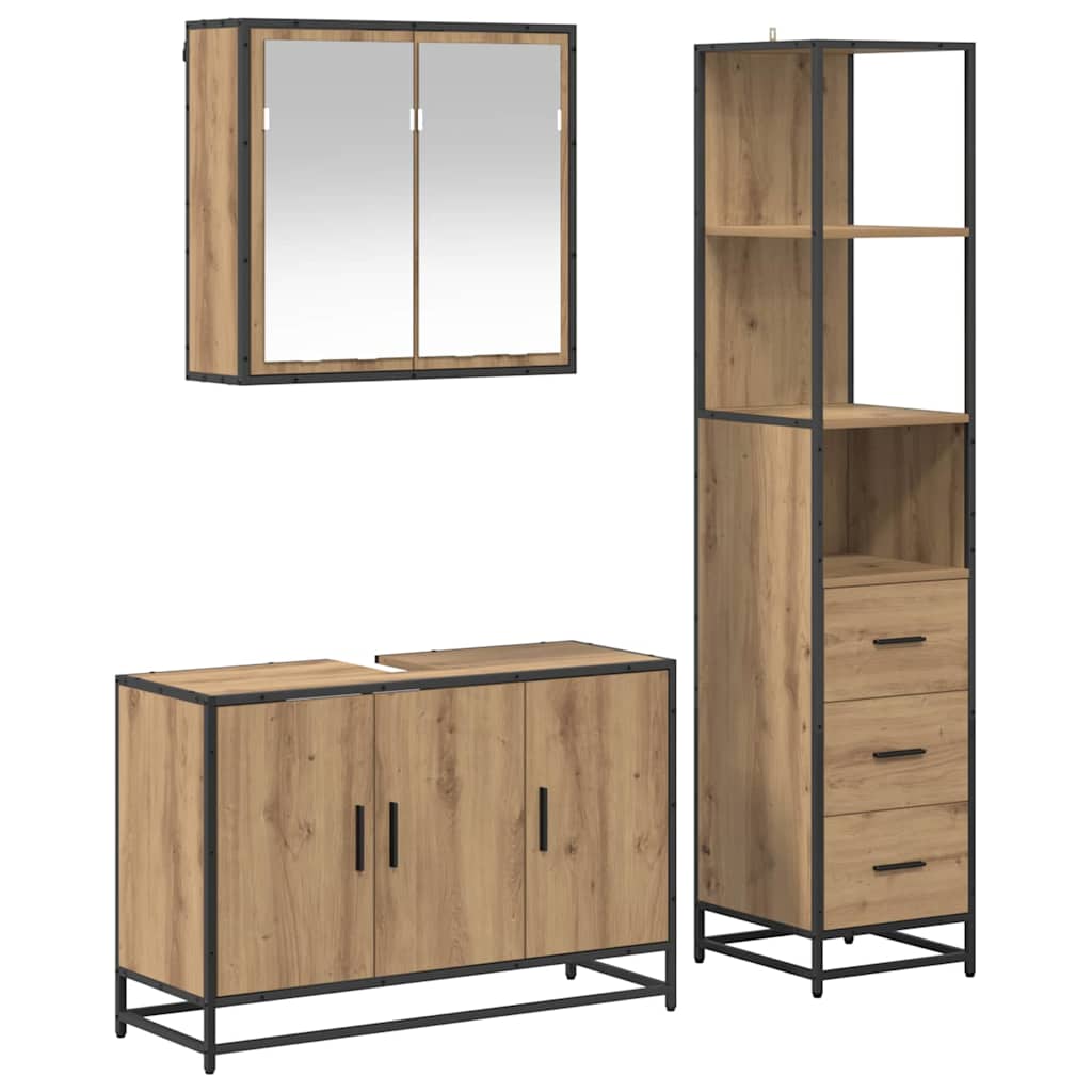 Bathroom Furniture Set 3 pcs Artisan oak Engineered wood