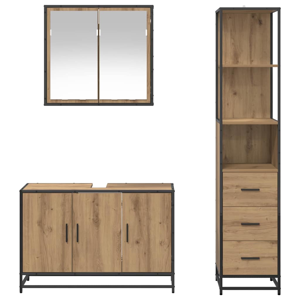 Bathroom Furniture Set 3 pcs Artisan oak Engineered wood