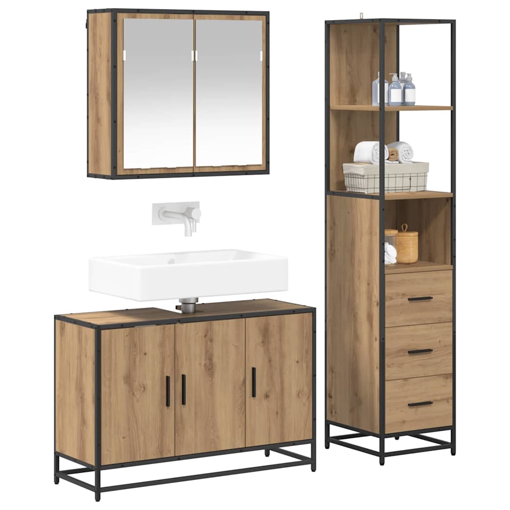 Bathroom Furniture Set 3 pcs Artisan oak Engineered wood
