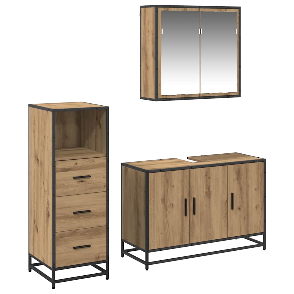 Bathroom Furniture Set 3 pcs Artisan oak Engineered wood