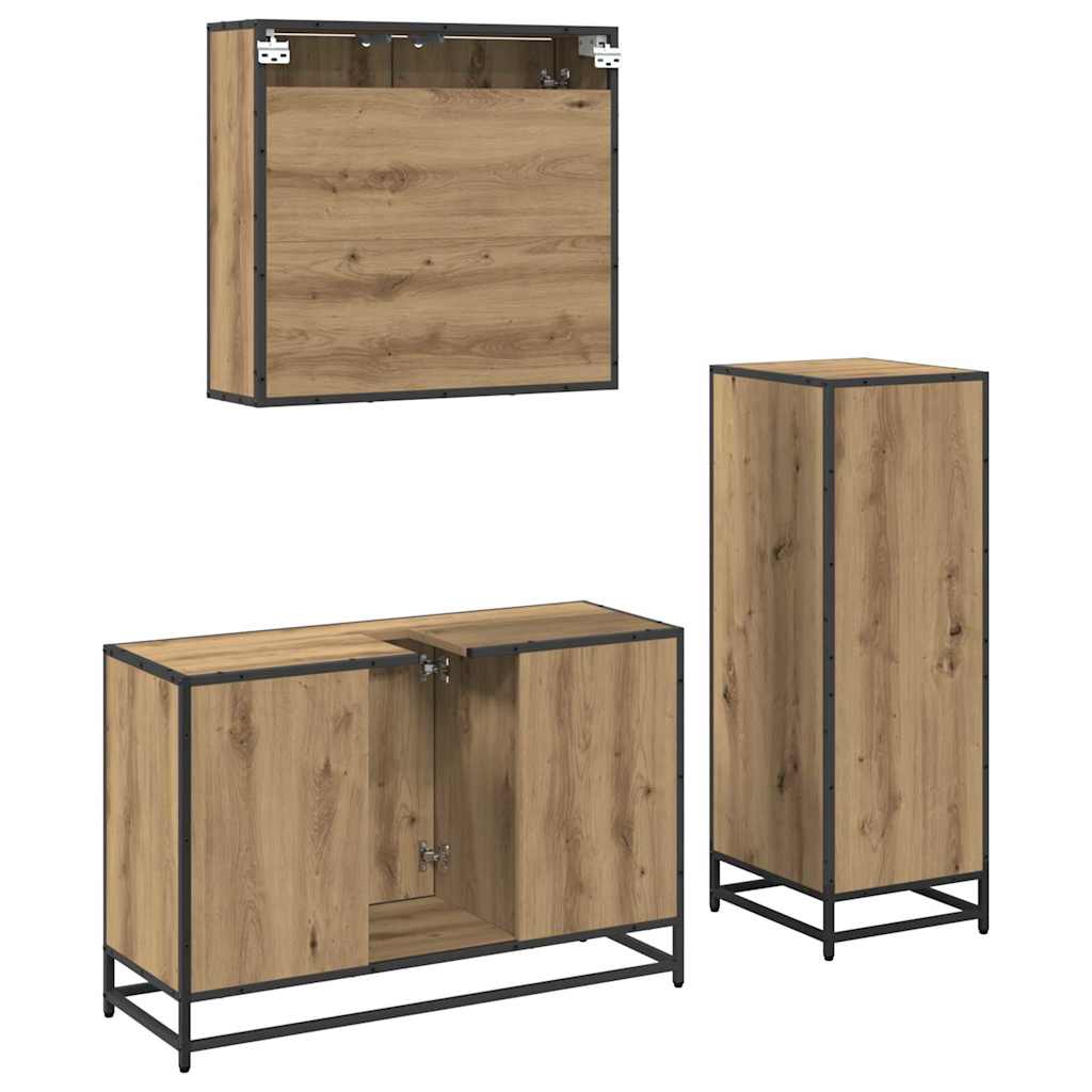 Bathroom Furniture Set 3 pcs Artisan oak Engineered wood