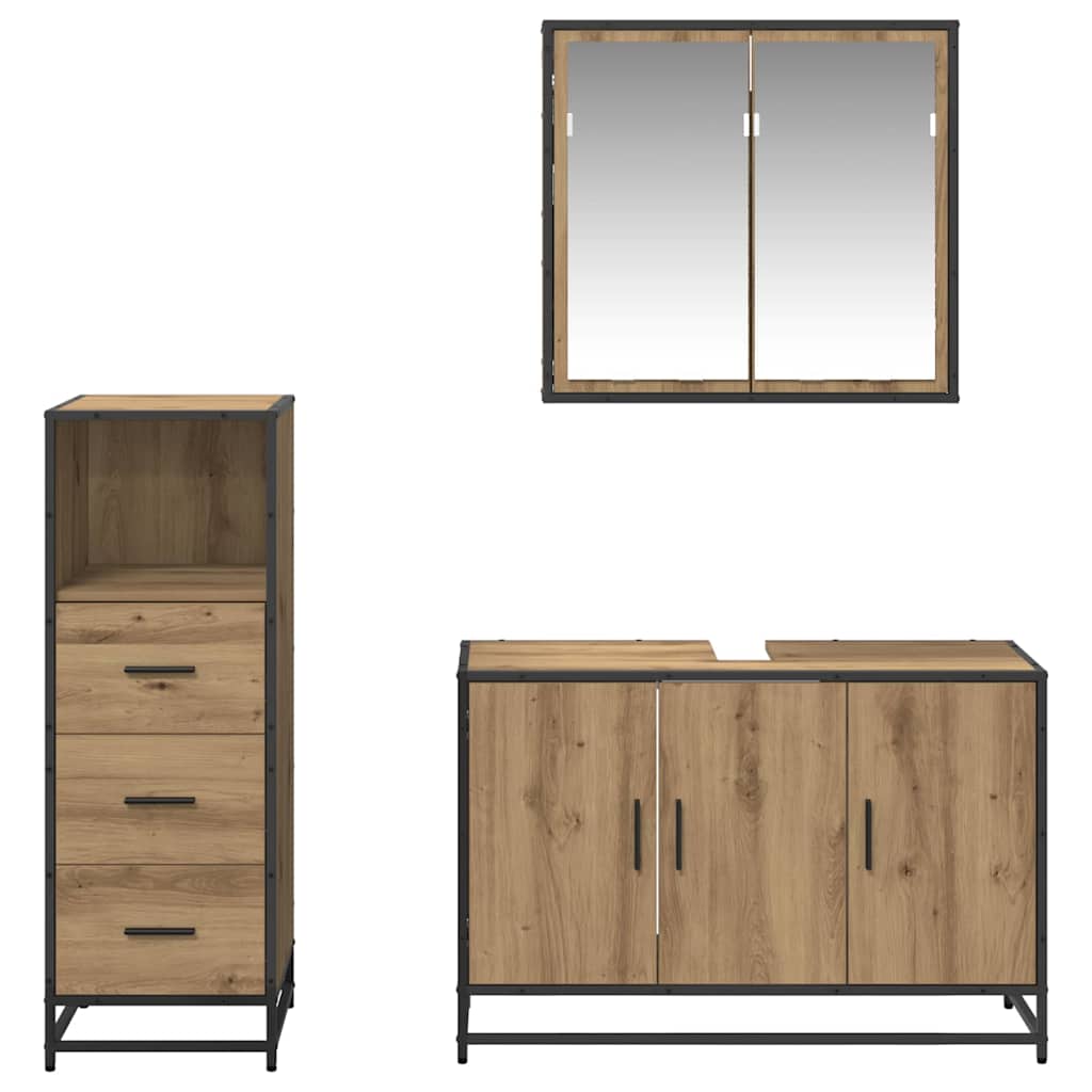 Bathroom Furniture Set 3 pcs Artisan oak Engineered wood