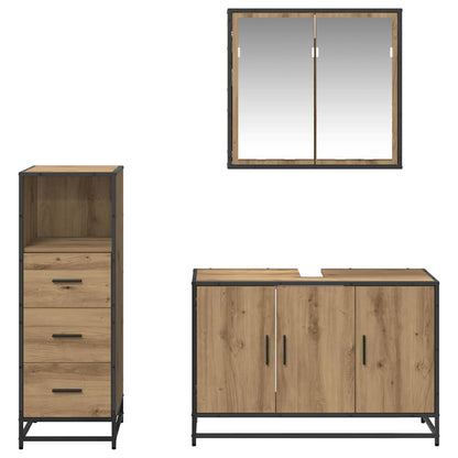 Bathroom Furniture Set 3 pcs Artisan oak Engineered wood