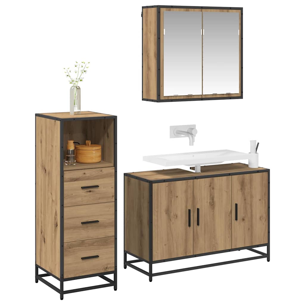 Bathroom Furniture Set 3 pcs Artisan oak Engineered wood
