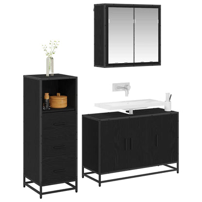 Bathroom Furniture Set 3 pcs Black oak Engineered wood