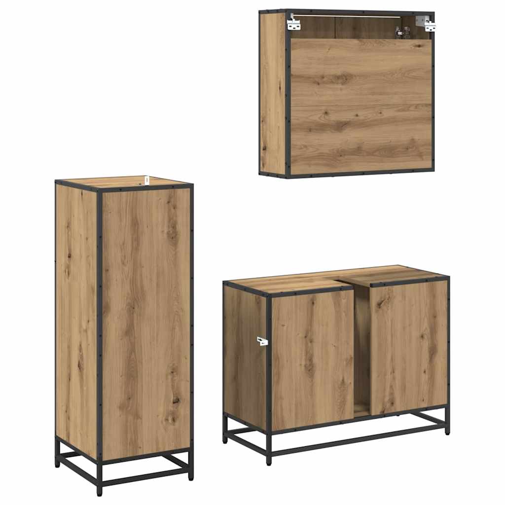 Bathroom Furniture Set 3 pcs Artisan Oak Engineered Wood