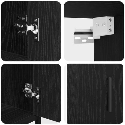 Bathroom Furniture Set 3 pcs Black Oak Engineered Wood