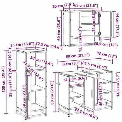 Bathroom Furniture Set 3 pcs Black Oak Engineered Wood