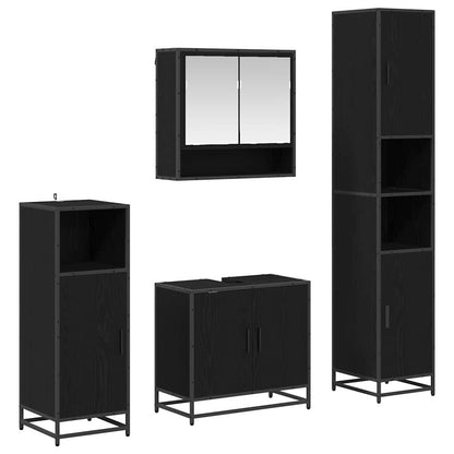 Bathroom Furniture Set 4 pcs Black Oak Engineered Wood