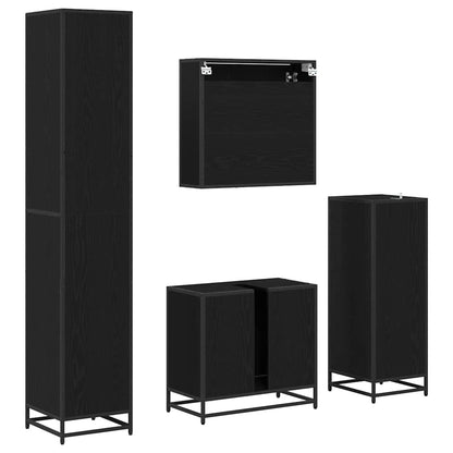 Bathroom Furniture Set 4 pcs Black Oak Engineered Wood