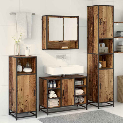 Bathroom Furniture Set with Door 3 pcs Old Wood Engineered Wood