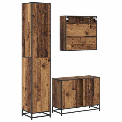 Bathroom Furniture Set with Door 3 pcs Old Wood Engineered Wood