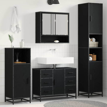 Bathroom Furniture Set with Drawer with Shelf 3 pcs Black oak