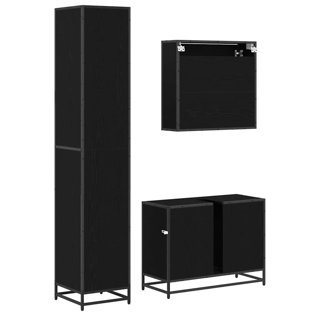 Bathroom Furniture Set with Drawer with Shelf 3 pcs Black oak