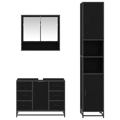 Bathroom Furniture Set with Drawer with Shelf 3 pcs Black oak