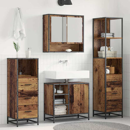 Bathroom Furniture Set with Door 3 pcs Old Wood Engineered Wood