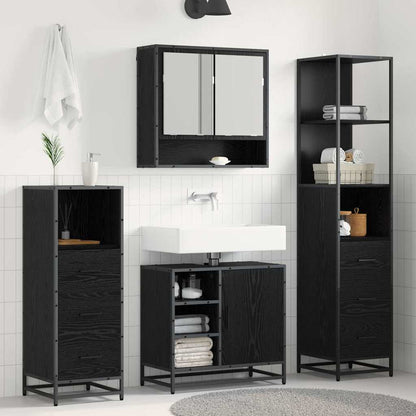 Bathroom Furniture Set 3 pcs Black Oak Engineered Wood