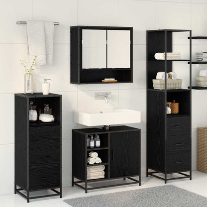 Bathroom Furniture Set 3 pcs Black Oak Engineered Wood