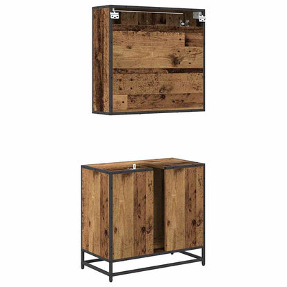 Bathroom Furniture Set with Door 2 pcs Old Wood Engineered Wood
