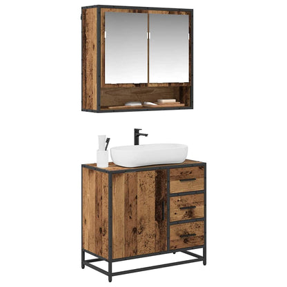 Bathroom Furniture Set with Door 2 pcs Old Wood Engineered Wood