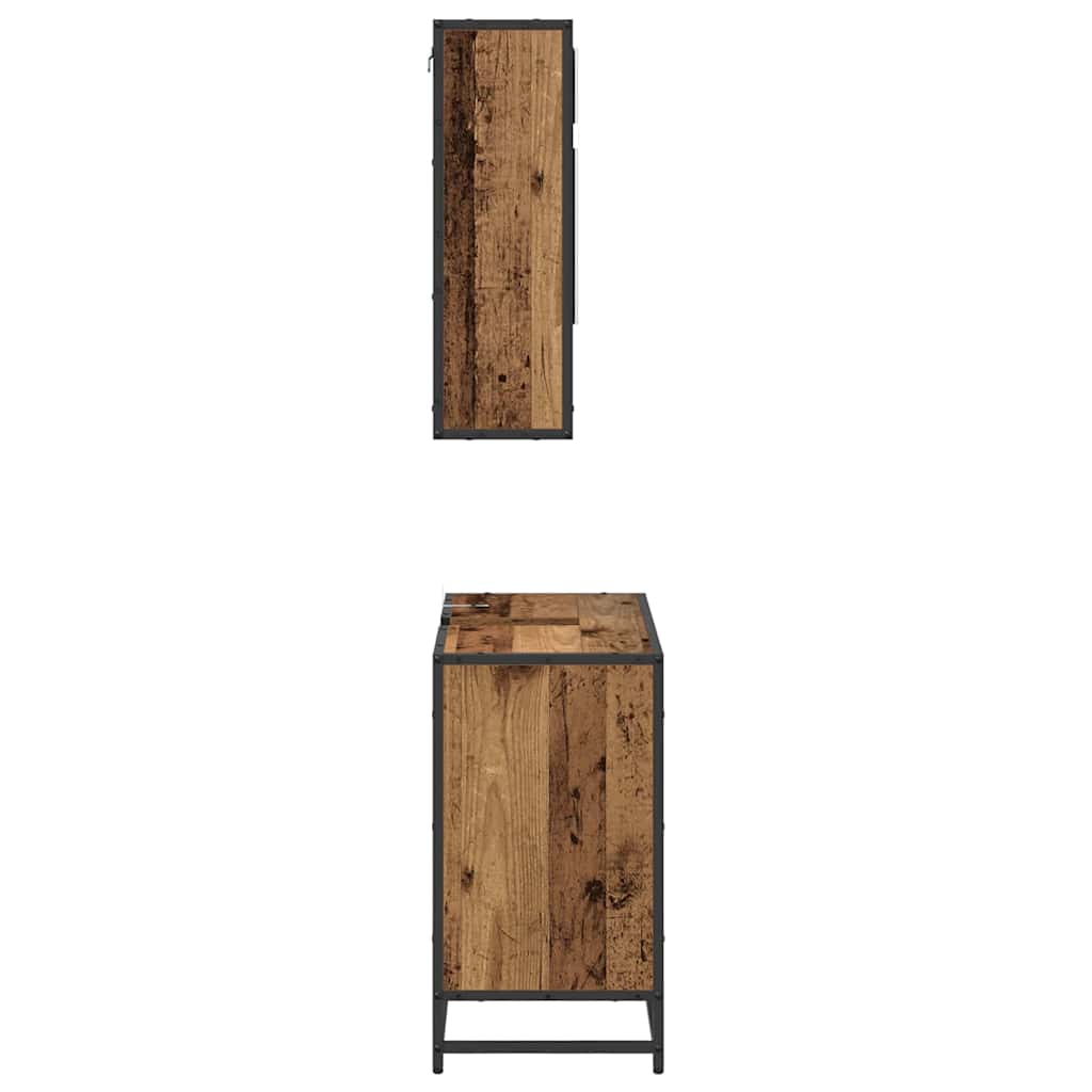Bathroom Furniture Set with Door 2 pcs Old Wood Engineered Wood