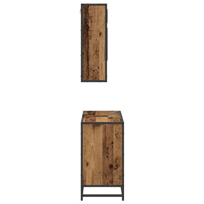Bathroom Furniture Set with Door 2 pcs Old Wood Engineered Wood