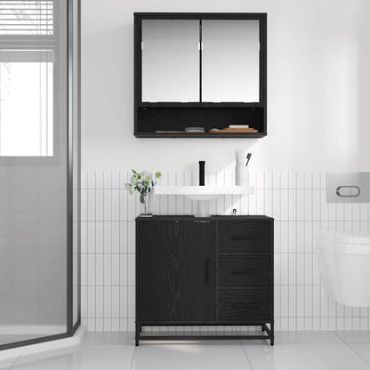 Bathroom Furniture Set 2 pcs Black Oak Engineered Wood