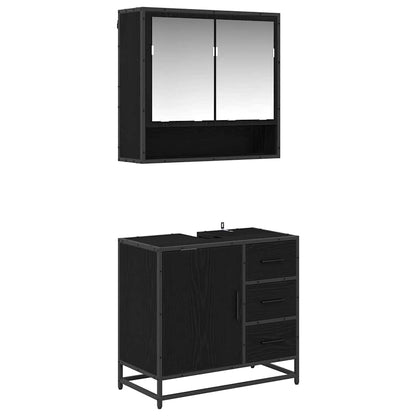 Bathroom Furniture Set 2 pcs Black Oak Engineered Wood
