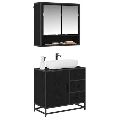 Bathroom Furniture Set 2 pcs Black Oak Engineered Wood