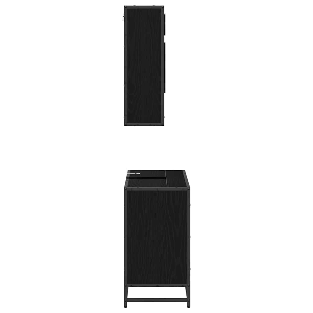 Bathroom Furniture Set 2 pcs Black Oak Engineered Wood