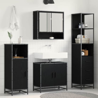 Bathroom Furniture Set 3 pcs Black Oak Engineered Wood