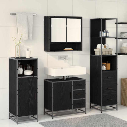 Bathroom Furniture Set 3 pcs Black Oak Engineered Wood