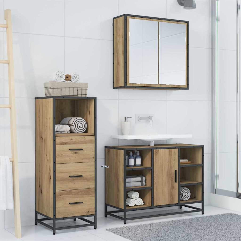 Bathroom Furniture Set 3 pcs Artisan oak Engineered wood