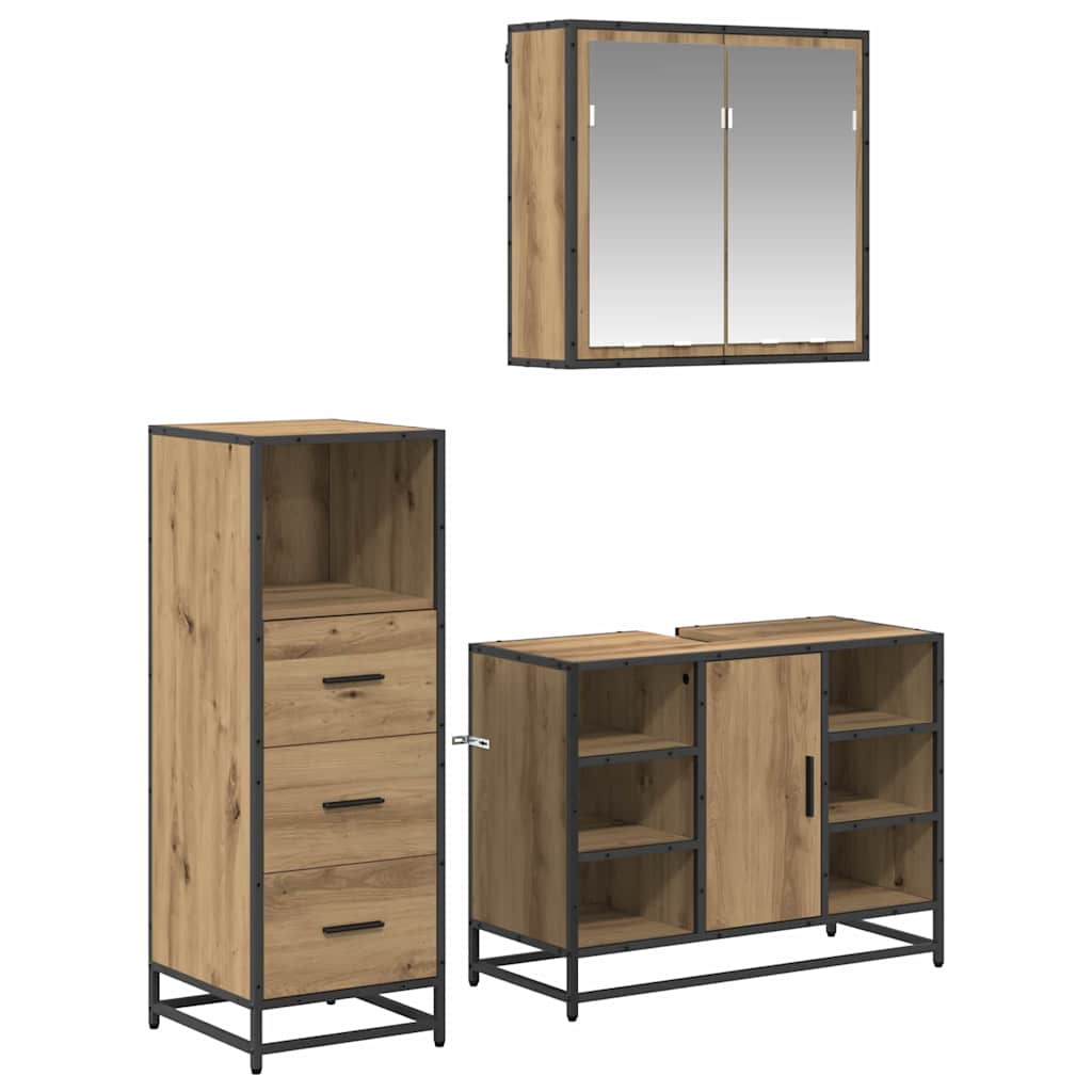 Bathroom Furniture Set 3 pcs Artisan oak Engineered wood